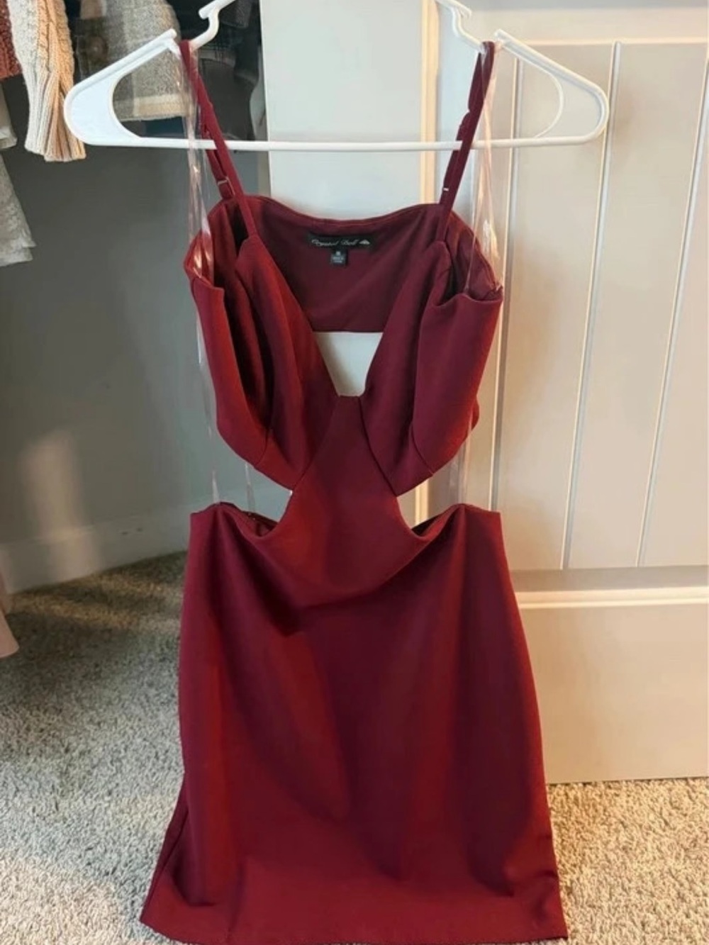 H&M Burgundy Cutout Spaghetti Strap Mini Dress